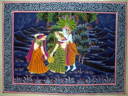 Krishna silk painting