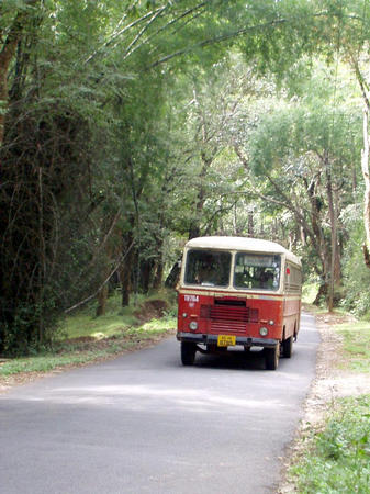 Karnataka-Bus auf der engen Strasse